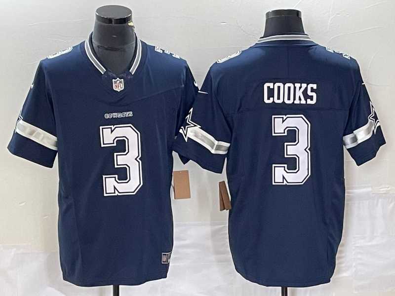 Men%27s Dallas Cowboys #3 Brandin Cooks Navy Blue 2023 FUSE Vapor Stitched Jersey->dallas cowboys->NFL Jersey